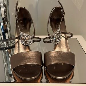 Gucci Metallic Sandals with Crystal Embellishment